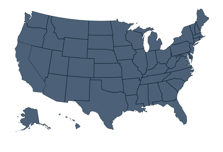 United States map showing state tax coverage