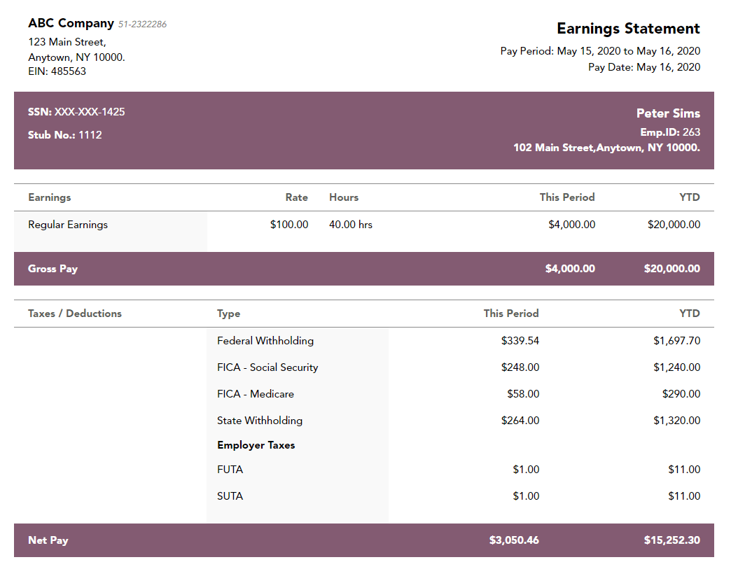 Free Maypop paystub template