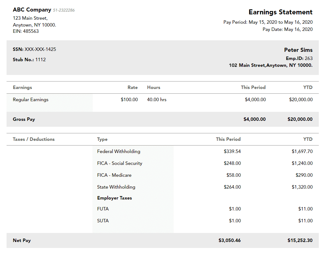 Free Pinnacle paystub template