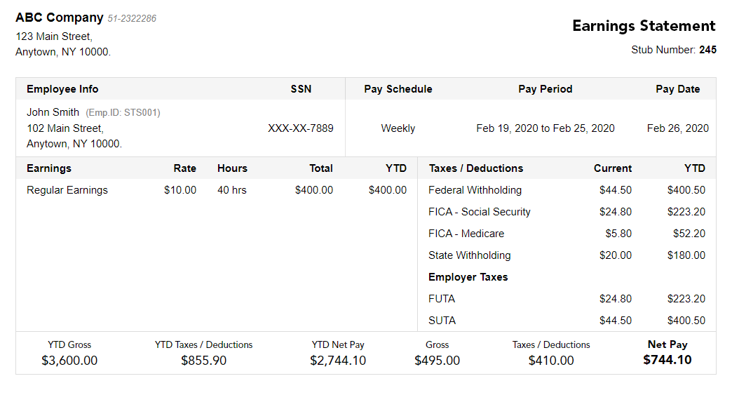 Free Charleston paystub template