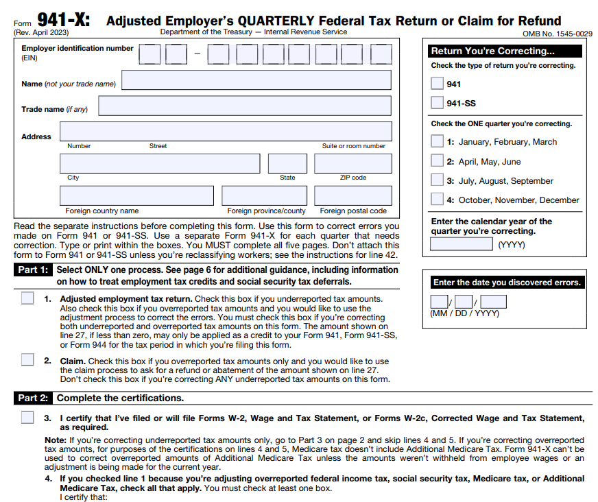 Form 941-X for 2021