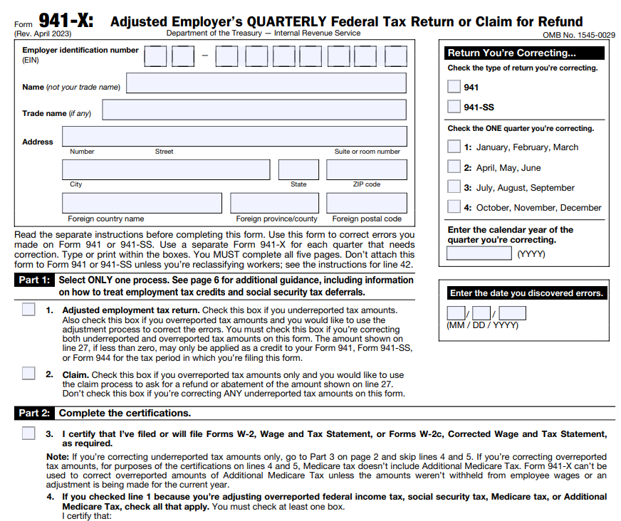 Form 941-X