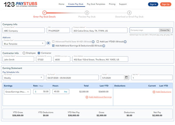 How to create pay stubs for contractors